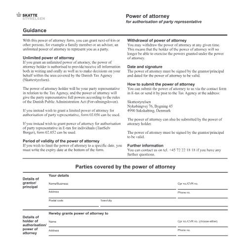 Document preview: Generelfuldmagt/Power of attorney — 02 Tax: certificates, Danmark (CERFA n°02.043)