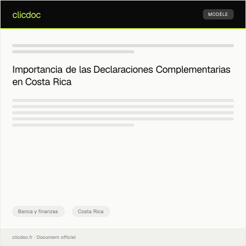 Vista previa del documento Gestión de declaraciones complementarias — Banca y finanzas, Costa Rica