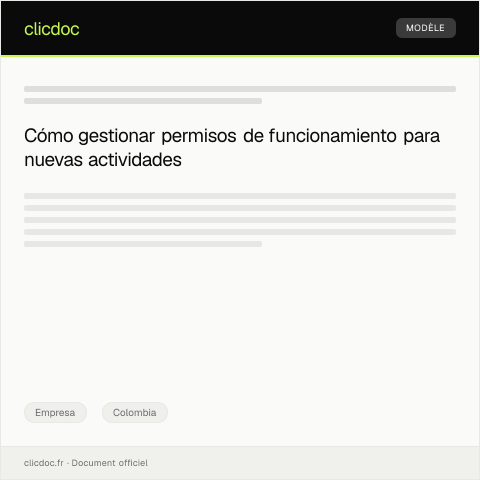Vista previa del documento Gestionar el trámite de permisos de funcionamiento para nuevas actividades — Empresa, Colombia