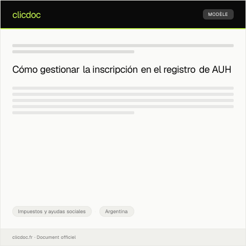 Vista previa del documento Gestionar inscripción en el registro de beneficiarios de AUH — Impuestos y ayudas sociales, Argentina