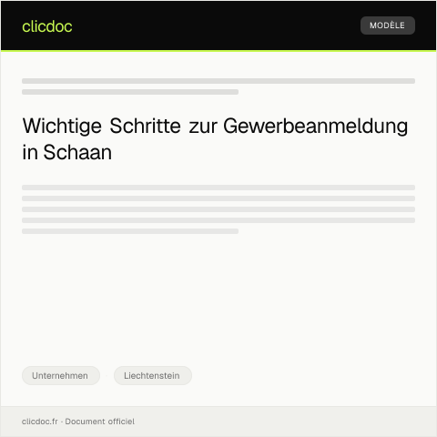 Dokumentvorschau: Gewerbeanmeldung für meine neue Einzelunternehmung in Schaan — Unternehmen, Liechtenstein