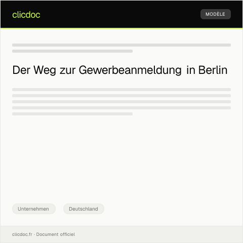 Dokumentvorschau: Gewerbeanmeldung für die neue Firma beim Ordnungsamt Berlin — Unternehmen, Deutschland