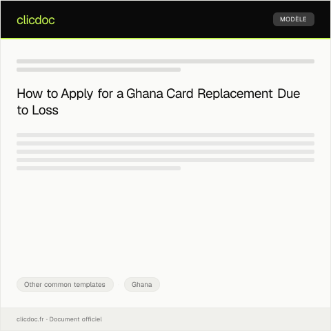 Document preview: Application for Ghana Card Replacement due to Loss — Other common templates, Ghana
