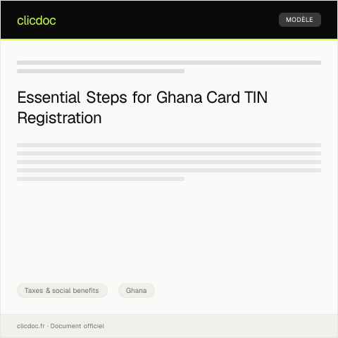Document preview: Application for Ghana Card Tax Identification Number (TIN) Registration — Taxes & social benefits, Ghana