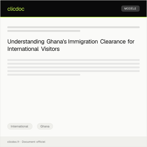 Document preview: Application for Ghana Immigration Clearance for International Visitors — International, Ghana