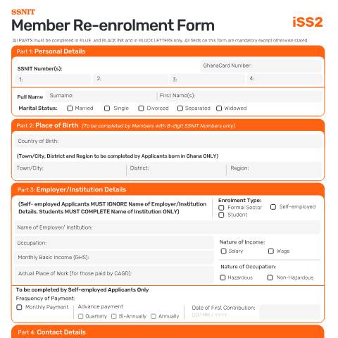 Document preview: Member Re-enrolment Form — social_security, Ghana (CERFA n°ISS2)
