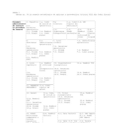 Document preview: Anexa 34 la normele metodologice de aplicare a prevederilor titlului VIII din Codul fiscal - Document administrativ de însoțire în procedură alternativă - (HG 1/2016) — Alte documente, România (CERFA n°A34_NMT8CF)