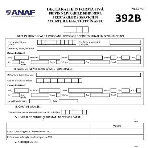 Document preview: 392B — Declarații informative, România (CERFA n°dec_392B_2016)