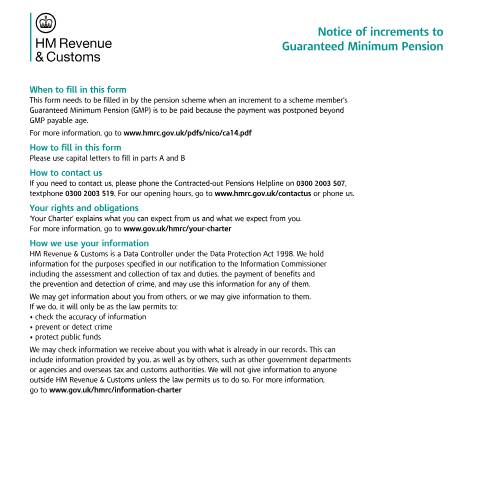 Document preview: Contracted-out pension schemes: notice of increments to Guaranteed Minimum Pensions (CA1597) — HM Revenue & Customs, United Kingdom
