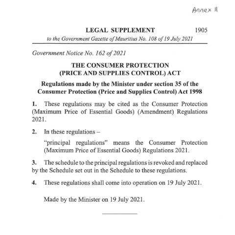 Document preview: GN 162 of 2021 — Document, Mauritius (CERFA n°GN162of2021)