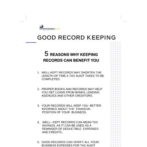 Document preview: Good Record Keeping — Document, Jamaica (CERFA n°good_record_keeping)