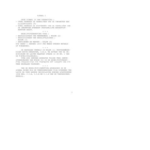 Aperçu du document Schalen 1 januari 2019 (KB 7 december 2018) (PDF, 124.55 KB) — FOD Financiën, Belgique (CERFA n°700-schalen-20190101)