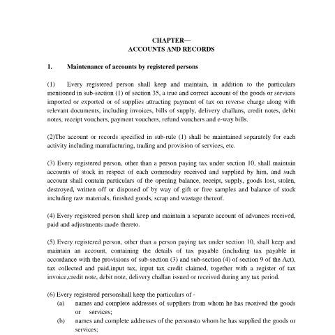 Document preview: accounts and records rules — gst, India (CERFA n°accounts-and-records-rules)
