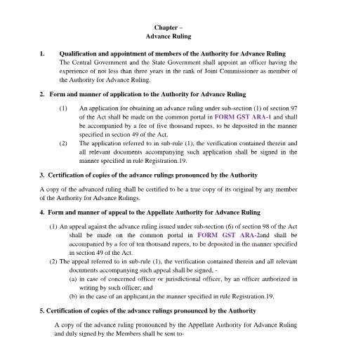 Document preview: advance ruling authority rules — gst, India (CERFA n°advance-ruling-authority-rules)