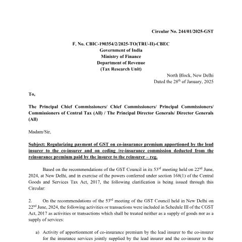 Document preview: Circular Services Co insurance Re insurance — gst_circular, India (CERFA n°Circular-Services-Co-insurance-Re-insurance)