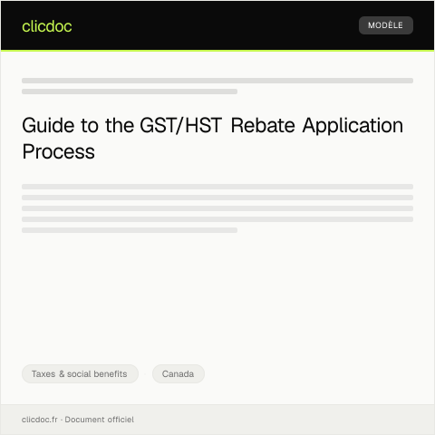 Document preview: GST/HST Specially Equipped Motor Vehicle Rebate Application — Taxes & social benefits, Canada