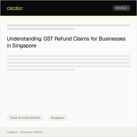 Document preview: Notification of GST Refund Claim — Taxes & social benefits, Singapore