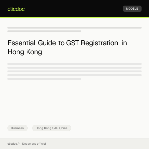 Document preview: Application for Goods and Services Tax Registration / 商品及服務稅登記申請 — Business, Hong Kong SAR China