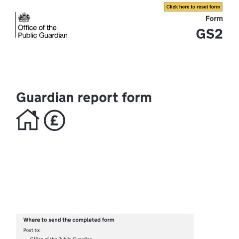 Document preview: Guardian report form: missing person's finances and property — Office of the Public Guardian, United Kingdom