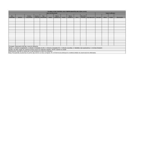 Vista previa del documento Planilla de Control de Comprobantes — Registro De Exportación, Paraguay