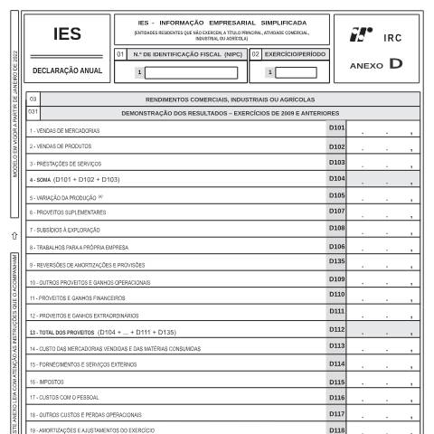 Pré-visualização do documento IES_DA_Anexo_D — IES / Declaracao Anual, Portugal