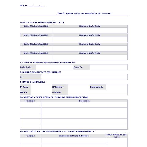 Vista previa del documento Constancia de Distribucion de Frutos — Iva, Paraguay