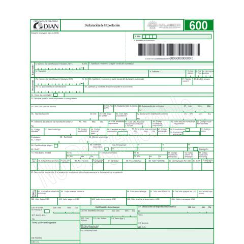 Vista previa del documento Declaración de exportación año 2005 — Año 2005, Colombia (CERFA n°F600-2005)