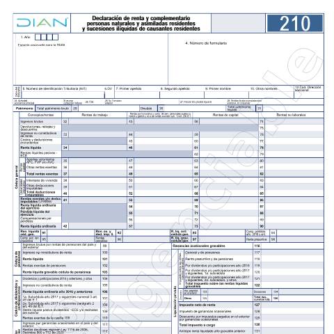 Vista previa del documento Declaración de renta y complementario personas naturales y asimiladas residentes y sucesiones ilíquidas de causantes residentes. Resoluciones 000022 de marzo 5 de 2021, 00025 de febrero 16 de 2022 y 000056 de abril 3 de 2023 — Año 2023, Colombia (CERFA n°F210-2023)