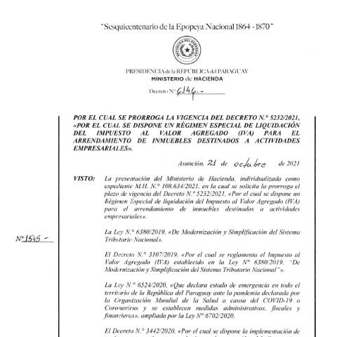 Vista previa del documento Decreto N° 6146-2021 — Iva, Paraguay