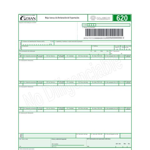 Vista previa del documento Hoja anexa a la declaración de exportación año 2005 — Año 2005, Colombia (CERFA n°F620-2005)