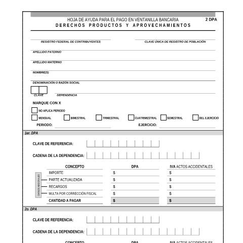 Vista previa del documento e5cinco. Pago electrónico de derechos, productos y aprovechamientos (para dos DPA) — Hojas de ayuda, México