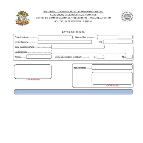 Vista previa del documento rrhh4 — IGSS - Formularios, Guatemala (CERFA n°RRHH-4)