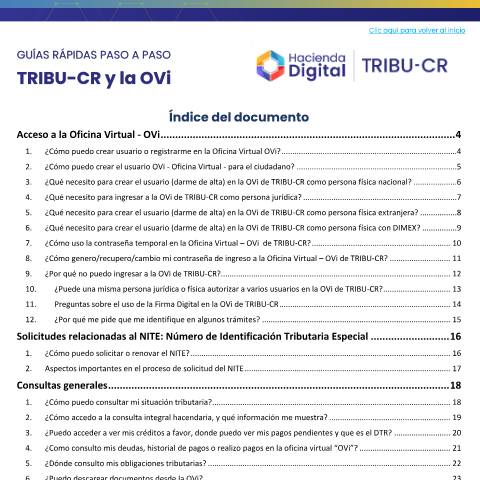 Vista previa del documento Guias Rapidas Paso APaso Para OViy TRIBU CR — Guía / Paso a paso, Costa Rica (CERFA n°cGuiasRapidasPasoAPasoParaOViyTRIBU-CR)