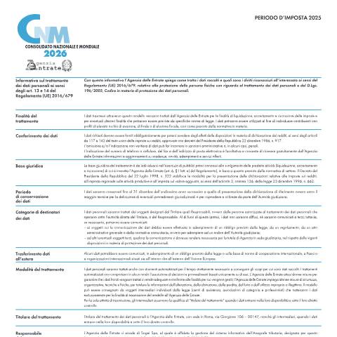 Anteprima documento Consolidato nazionale e Mondiale 2026 — Dichiarazioni, Italia