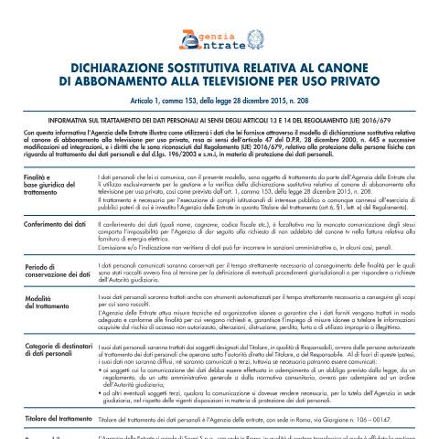 Anteprima documento Canone TV — Agevolazioni, Italia