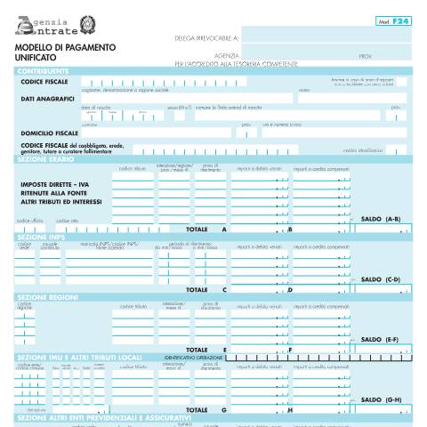Anteprima documento F24 — Pagamenti, Italia (CERFA n°F24)