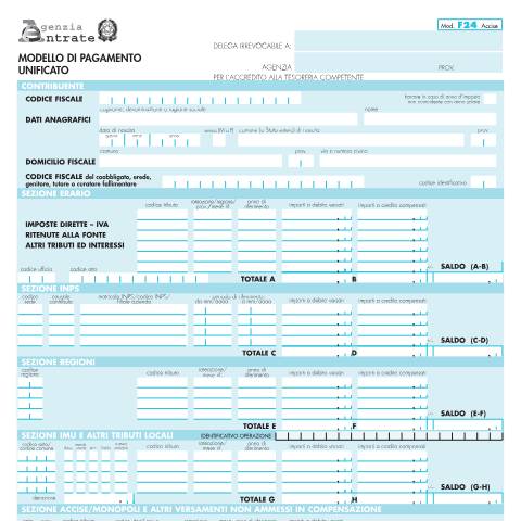 Anteprima documento F24 Accise — Pagamenti, Italia (CERFA n°F24 Accise)