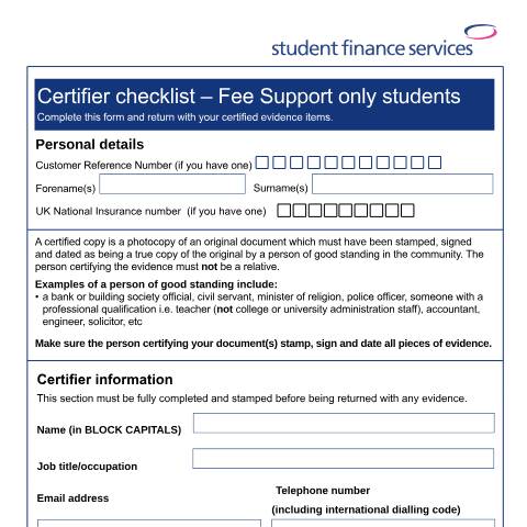 Document preview: Guidance for students submitting evidence who qualify for Tuition Fee support only — Student Loans Company, United Kingdom