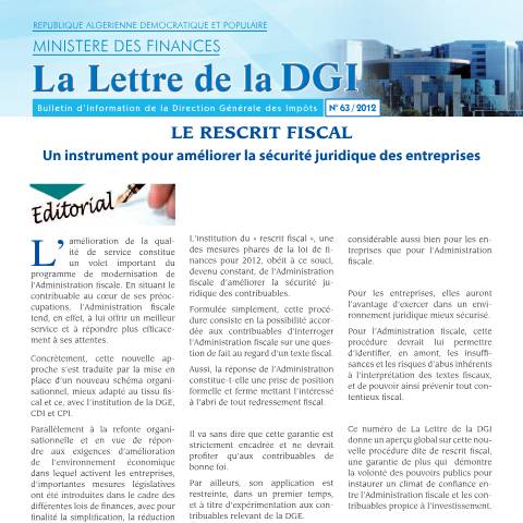 Aperçu du document LDGI 63 — Lettres de la DGI, Algérie (CERFA n°LDGI 63)