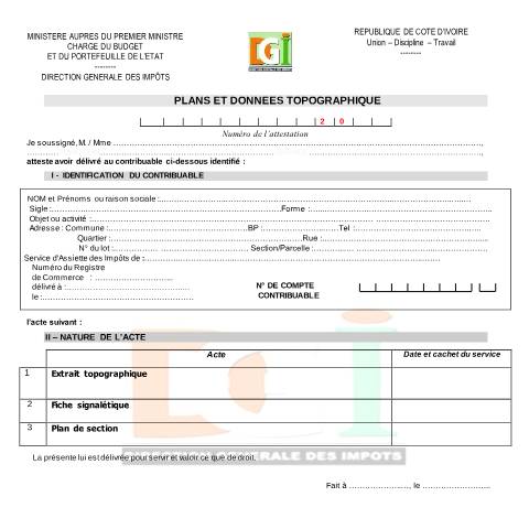 Aperçu du document PLANS ET DONNEES TOPOGRAPHIQUES 21 04 16 — Guide de procédure, Côte d'Ivoire