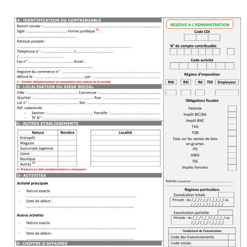 Aperçu du document 33 CONTENU DFE PERSONNES MORALES — Imprimé / Formulaire fiscal, Côte d'Ivoire