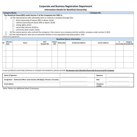Document preview: BO decl. Form 23 — Form, Mauritius (CERFA n°BO-decl.-Form-23)