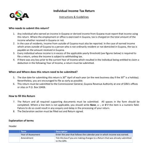 Document preview: IIT Return Guide — Income Tax, Guyana