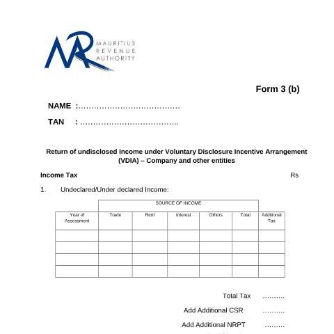Document preview: Form 3b — Form, Mauritius (CERFA n°Form3bAmnesty2013)