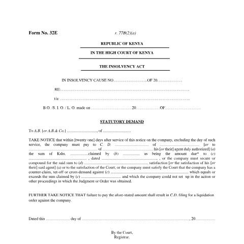 Document preview: f32e — Document, Kenya (CERFA n°f32e)