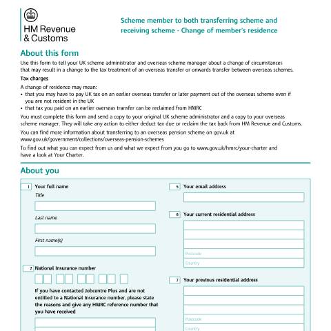 Document preview: Pension schemes: scheme member to both transferring and receiving scheme (APSS241) — HM Revenue & Customs, United Kingdom