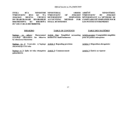 Document preview: ibaruramali ryorohejwe — Document, Rwanda (CERFA n°ibaruramali_ryorohejwe)