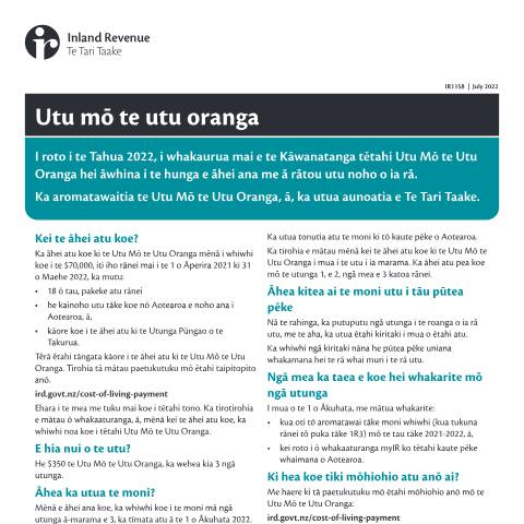 Document preview: Utu mō te utu oranga — Other, New Zealand (CERFA n°IR1158)