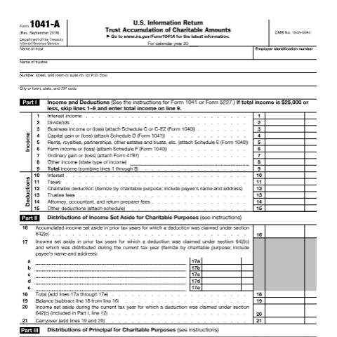 Document preview: IRS Form f1041a — IRS, United States (CERFA n°1041A)