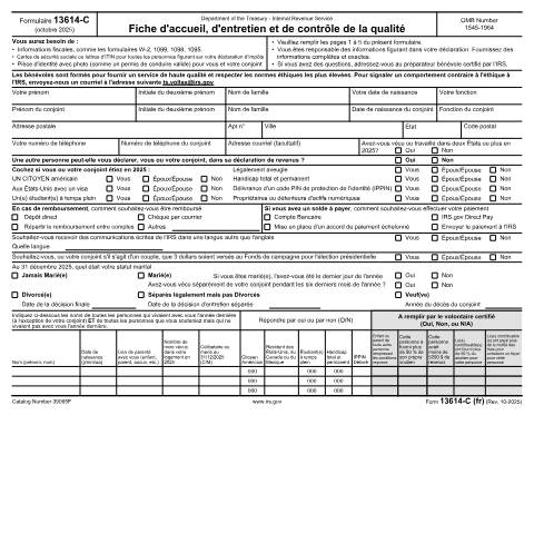 Document preview: IRS Form f13614fr — IRS, United States (CERFA n°13614FR)